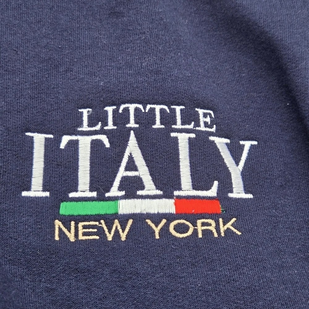 Fruit Of The Loom Sz XL Little Italy Navy Blue Men's Sweater Shirt Cotton Poly